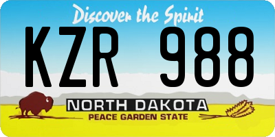 ND license plate KZR988