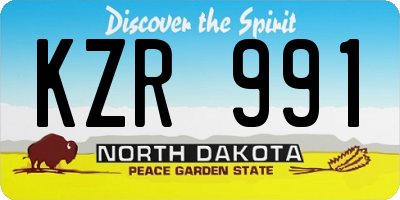 ND license plate KZR991