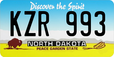 ND license plate KZR993