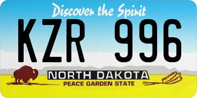 ND license plate KZR996