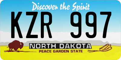 ND license plate KZR997