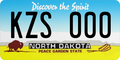 ND license plate KZS000