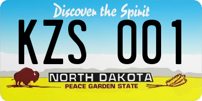 ND license plate KZS001