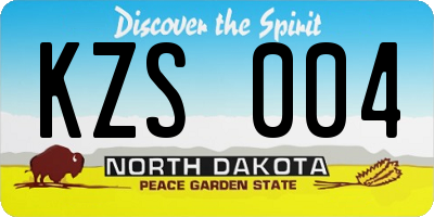 ND license plate KZS004