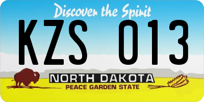 ND license plate KZS013