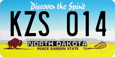 ND license plate KZS014