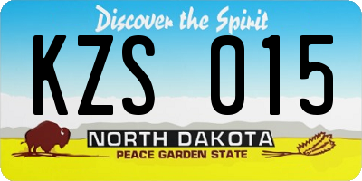 ND license plate KZS015