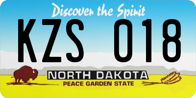 ND license plate KZS018