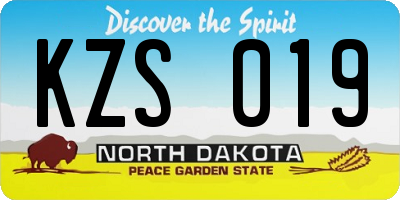 ND license plate KZS019
