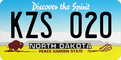 ND license plate KZS020
