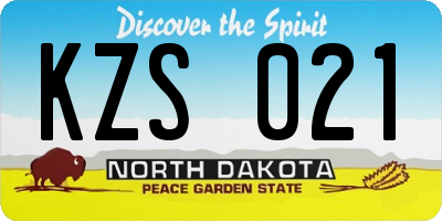 ND license plate KZS021
