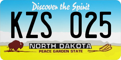 ND license plate KZS025