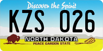 ND license plate KZS026
