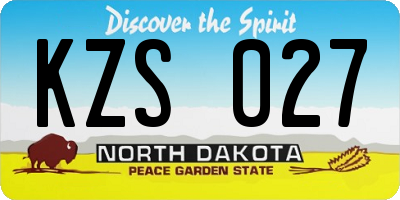 ND license plate KZS027