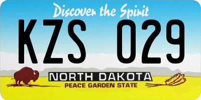 ND license plate KZS029