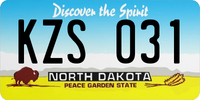 ND license plate KZS031