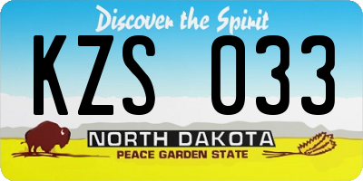 ND license plate KZS033