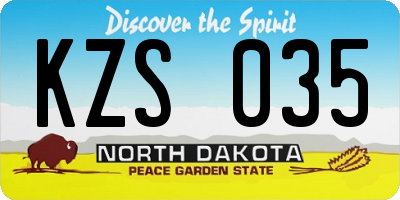 ND license plate KZS035