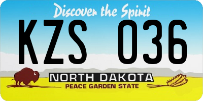 ND license plate KZS036