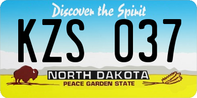 ND license plate KZS037