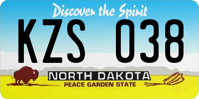 ND license plate KZS038