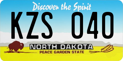 ND license plate KZS040
