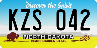 ND license plate KZS042