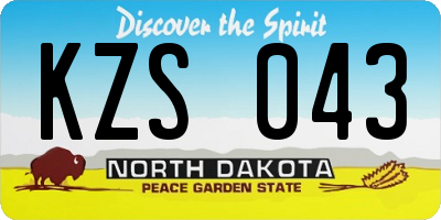 ND license plate KZS043