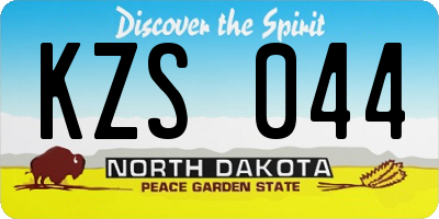 ND license plate KZS044