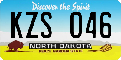 ND license plate KZS046
