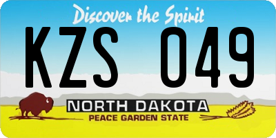 ND license plate KZS049
