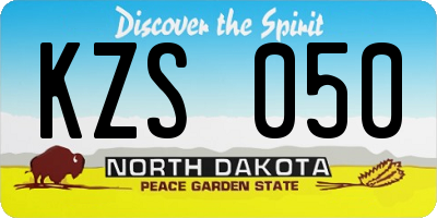 ND license plate KZS050