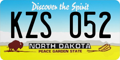 ND license plate KZS052