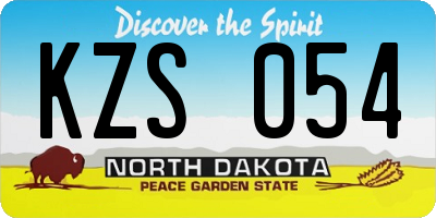 ND license plate KZS054