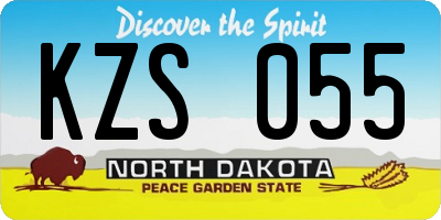 ND license plate KZS055