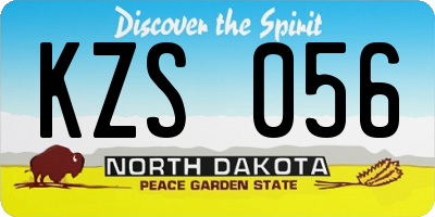 ND license plate KZS056