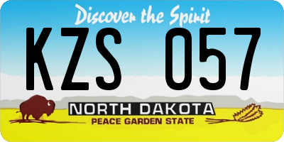 ND license plate KZS057