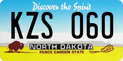 ND license plate KZS060