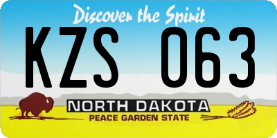 ND license plate KZS063