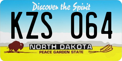 ND license plate KZS064
