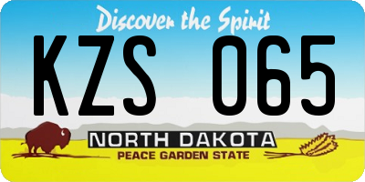 ND license plate KZS065