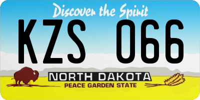 ND license plate KZS066