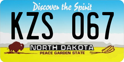 ND license plate KZS067