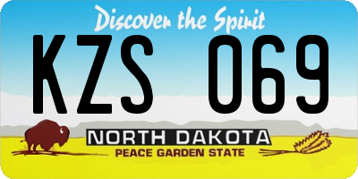 ND license plate KZS069