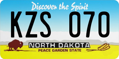 ND license plate KZS070