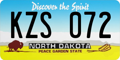 ND license plate KZS072