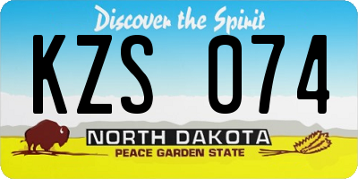 ND license plate KZS074