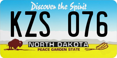 ND license plate KZS076