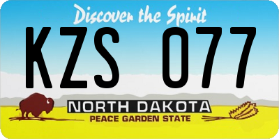 ND license plate KZS077