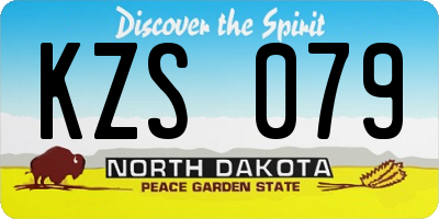 ND license plate KZS079